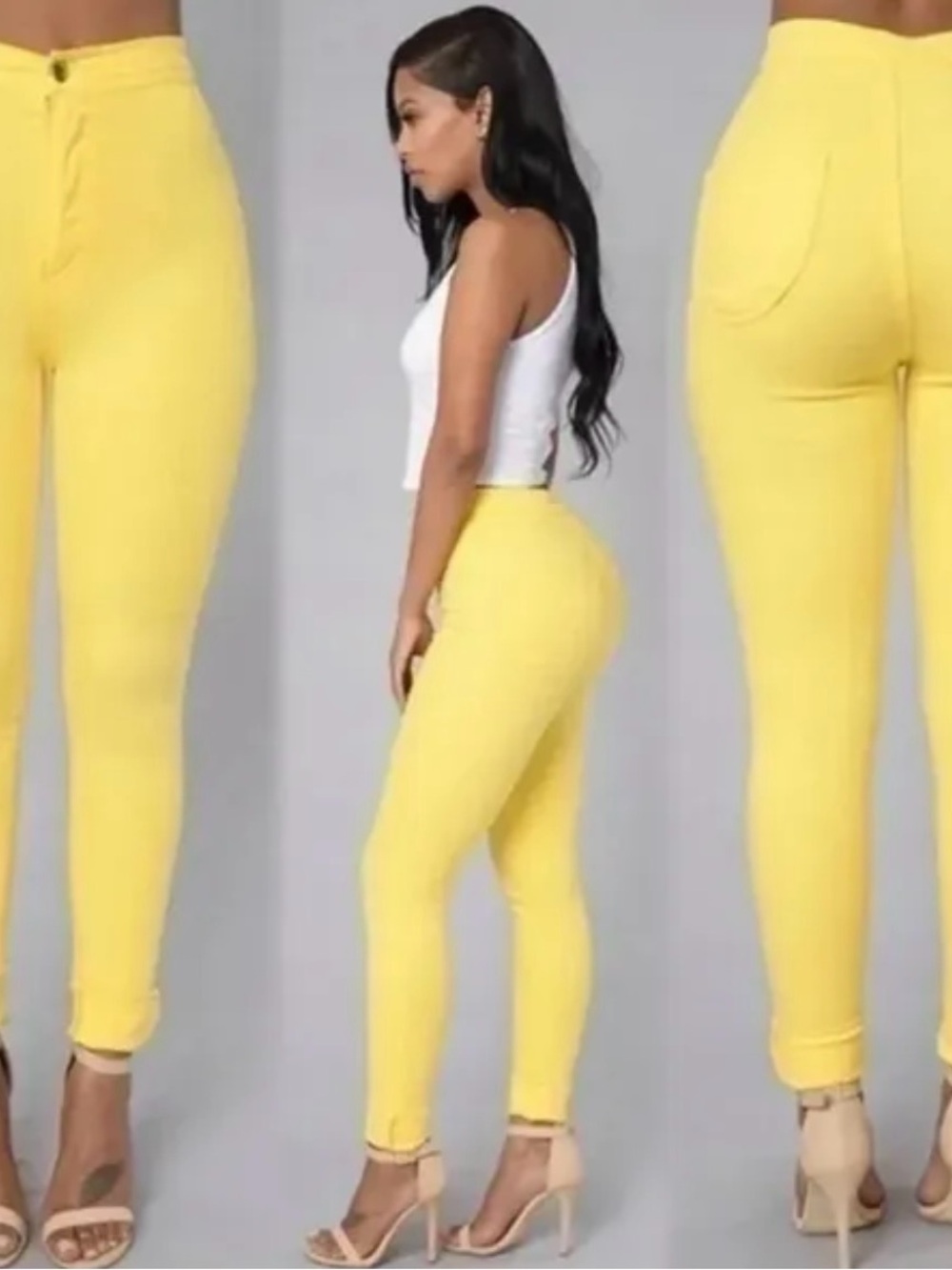 Fashion Nova Yellow High-Waist Skinny Pants